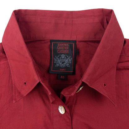 Vintage 90s Jean Paul Gaultier Classique Long Sleeve Button Up Shirt Womens Size M | Medium, Red