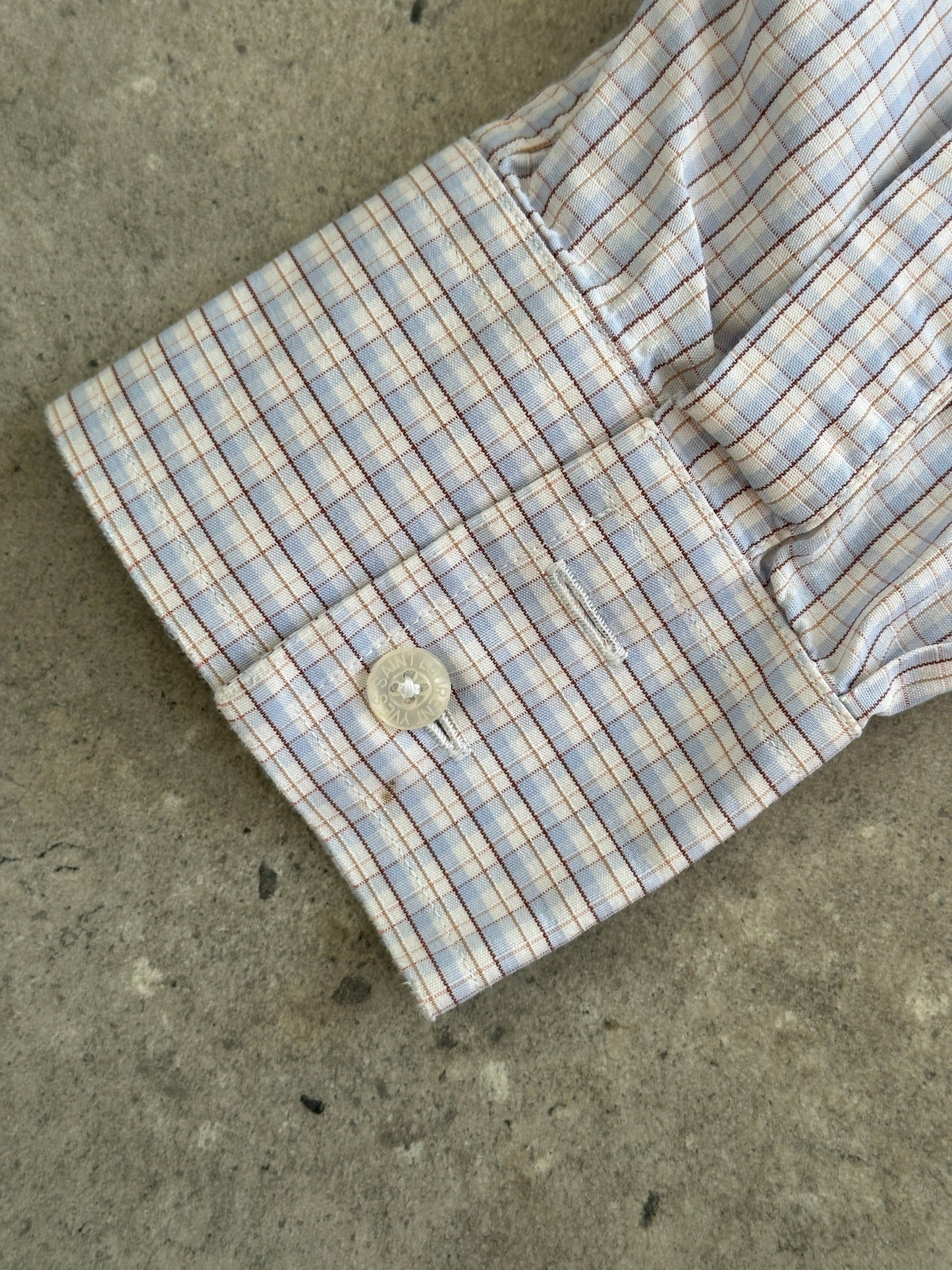 Yves Saint Laurent Pour Homme 2000s Mini Check Pure Cotton Logo Shirt - M
