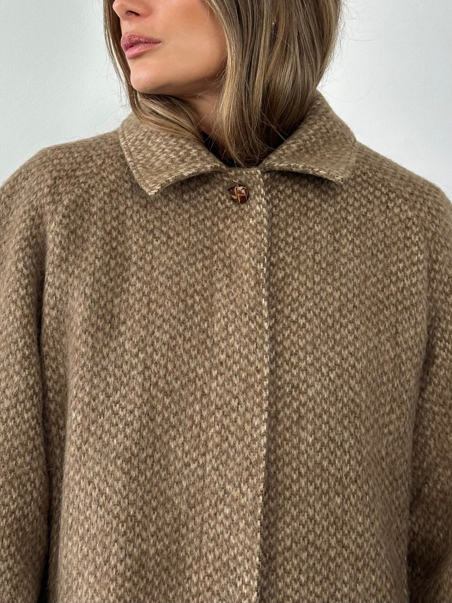 Max Mara Pure Wool Fuzzy Concealed Placket Coat - L