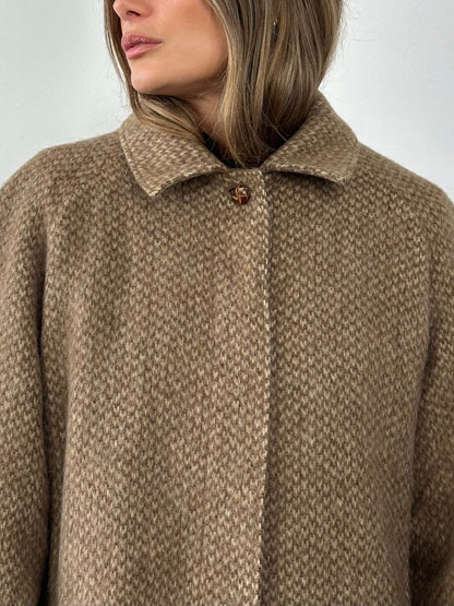 Max Mara Pure Wool Fuzzy Concealed Placket Coat - L