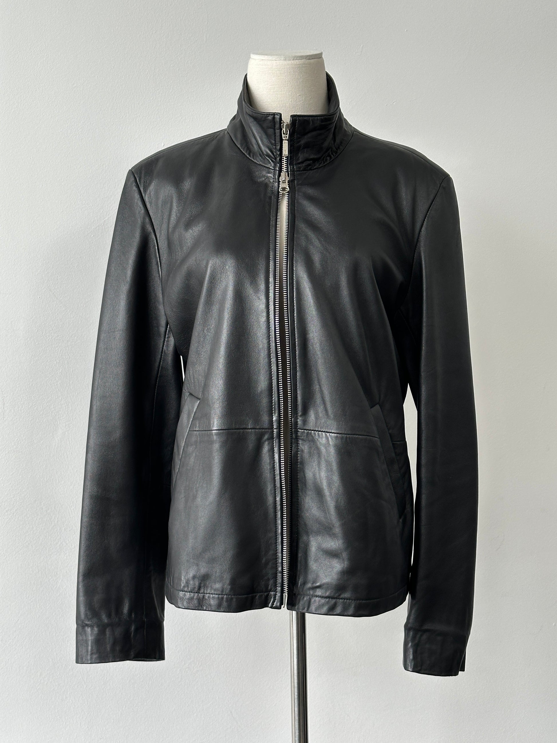 Vintage 2000s Double Zip Leather Jacket - S-M