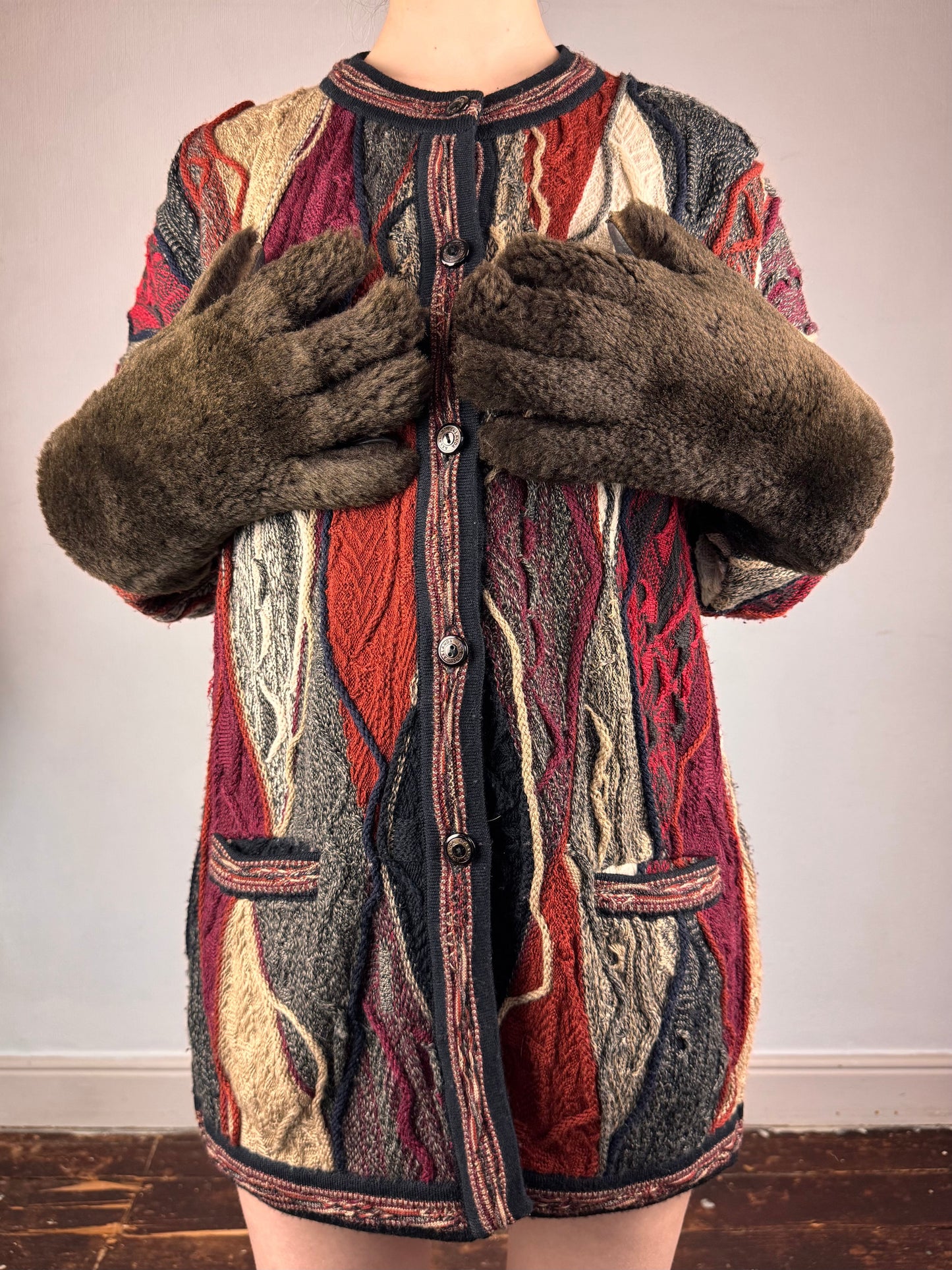 Mid-Century shearling gauntlets | O/S, Brown