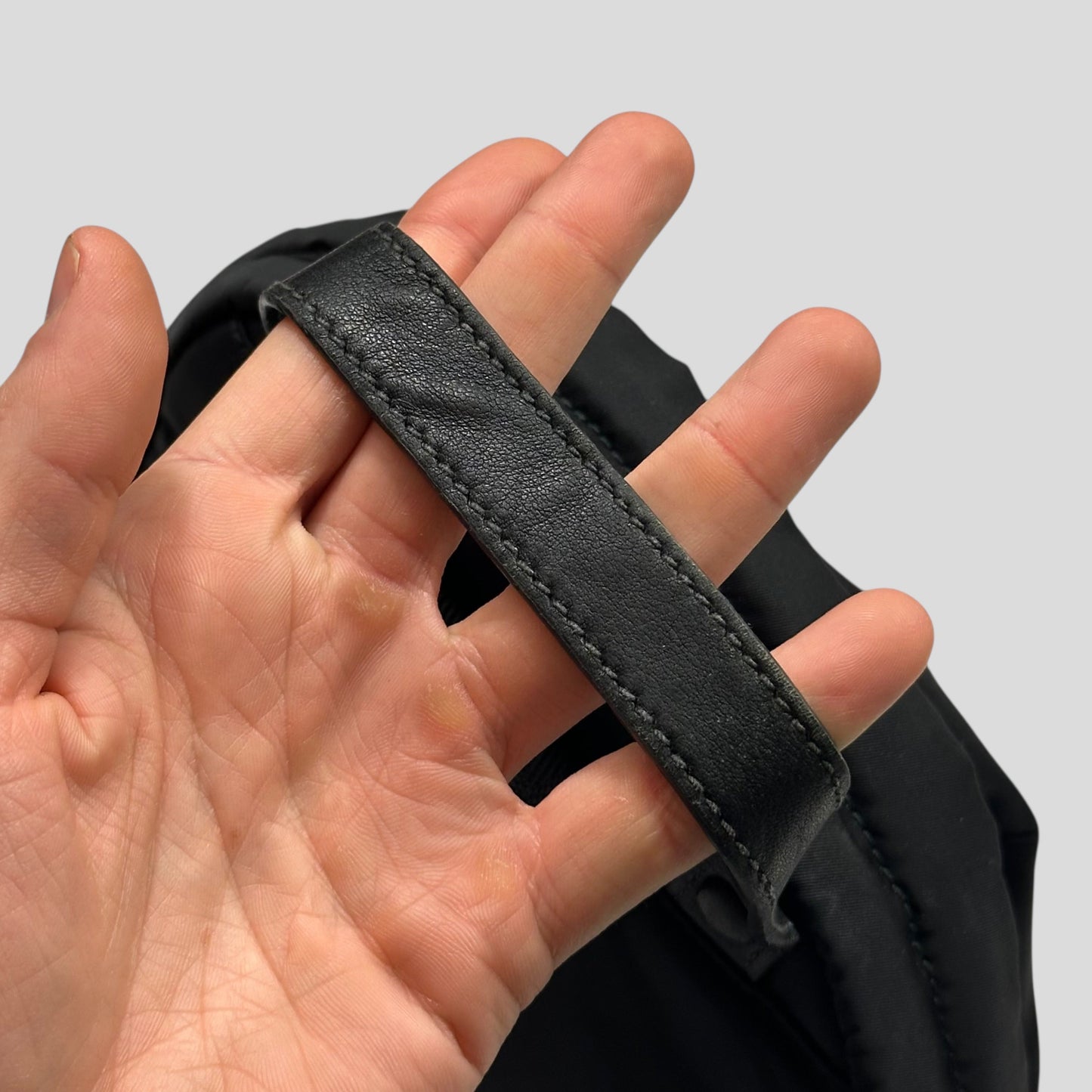 Prada 2018 Rubber Race Logo Nylon Sling Harness Backpack | O/S, Grey