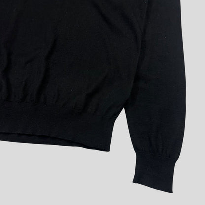 Prada Milano 2022 Black Cotton Crewneck Knit Jumper - M | Default Title, Black