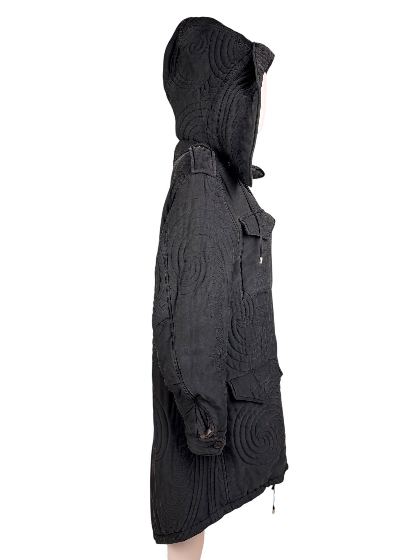 Alexander McQueen c.F/W 2007 silk parka coat | Grey, Multicoloured