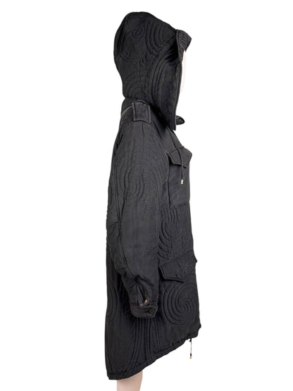 Alexander McQueen c.F/W 2007 silk parka coat | Grey, Multicoloured