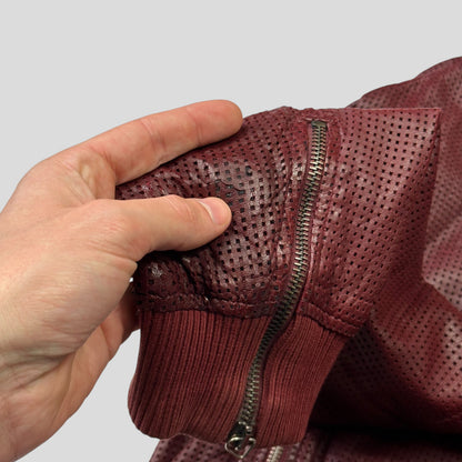 Emporio Armani 2009 Perforated Mesh Lambskin Leather Bomber - IT54 (L) | Burgundy