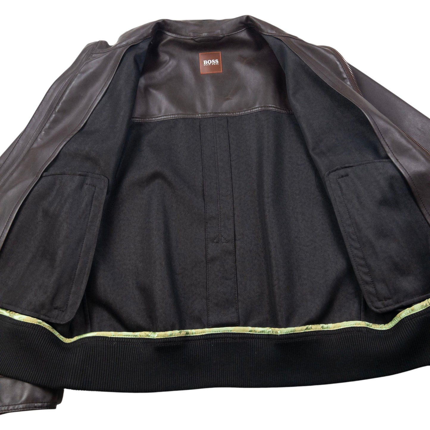 Vintage 90s Hugo Boss Zip Up Leather Jacket Size S