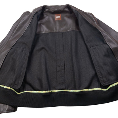 Vintage 90s Hugo Boss Zip Up Leather Jacket Size S