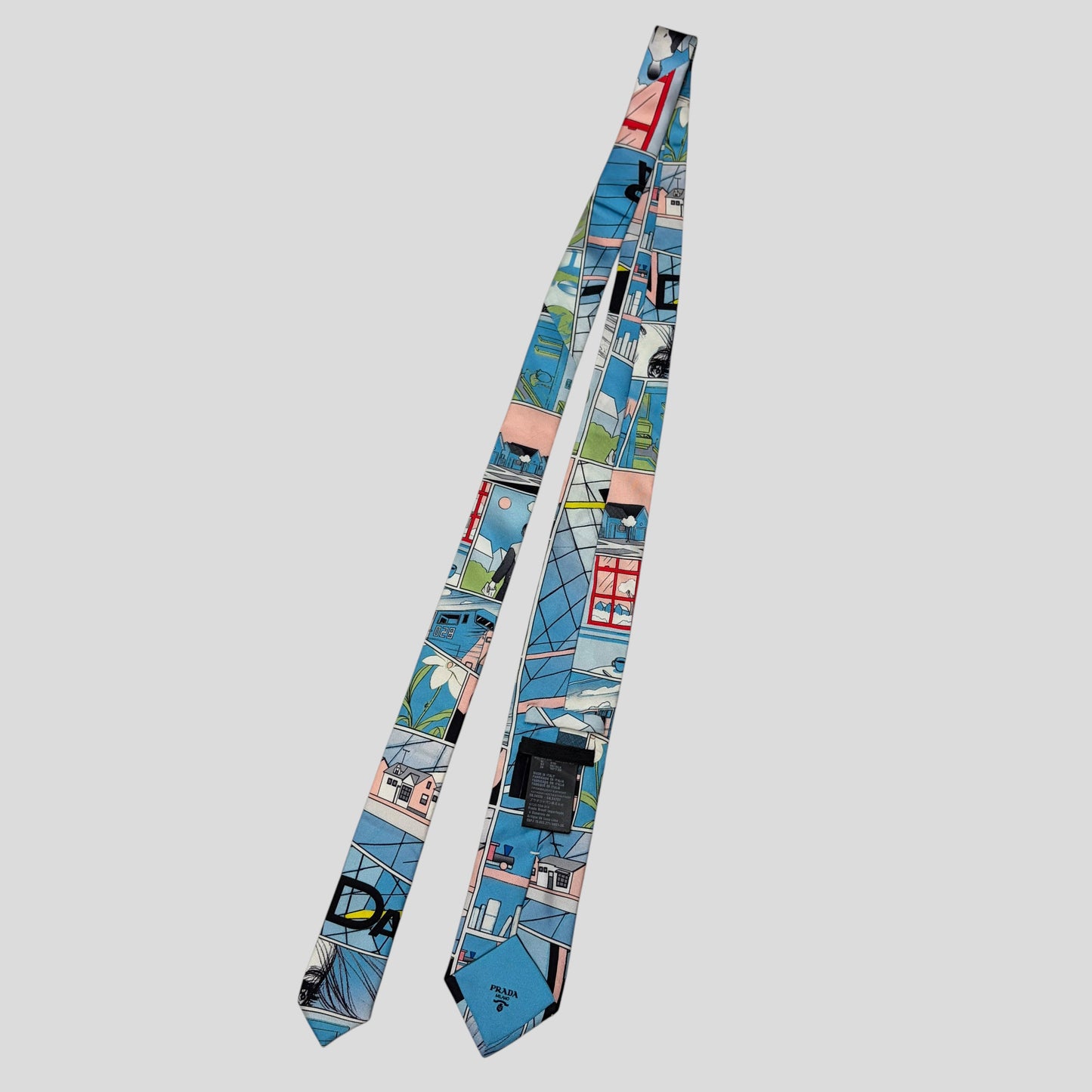 Prada Milano 2018 James Jean Comic Strip Silk Tie | O/S, Blue