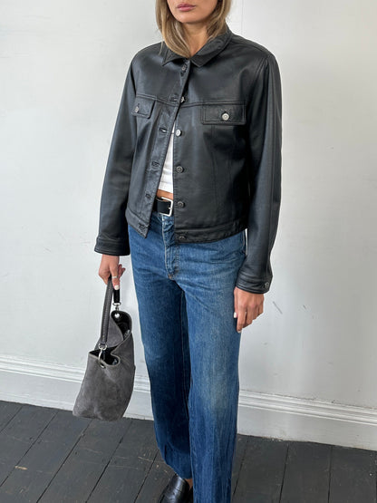 Vintage Boxy Leather Jacket - S/M