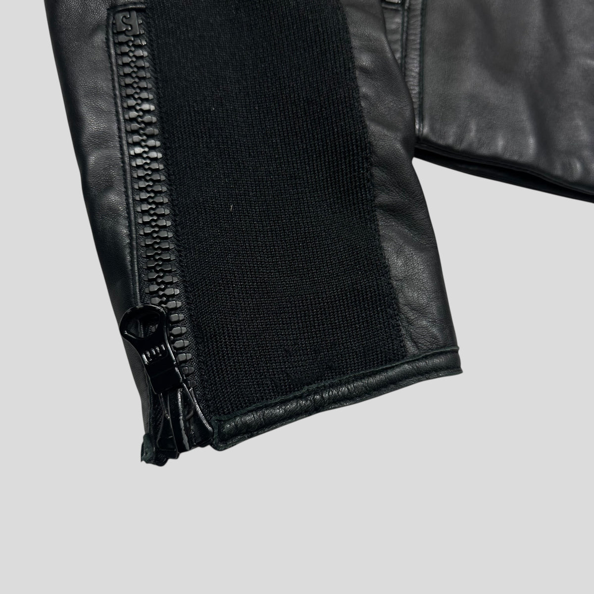 Emporio Armani 2006 Leather Panelled Biker Moto Jacket - IT46 (S) | Small, Black