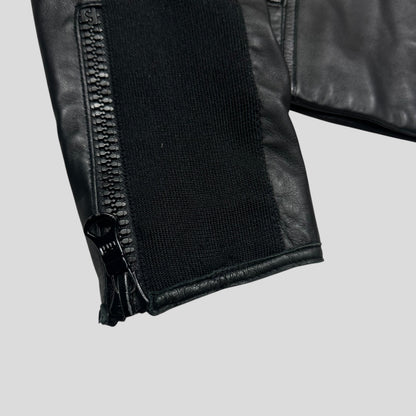 Emporio Armani 2006 Leather Panelled Biker Moto Jacket - IT46 (S) | Small, Black
