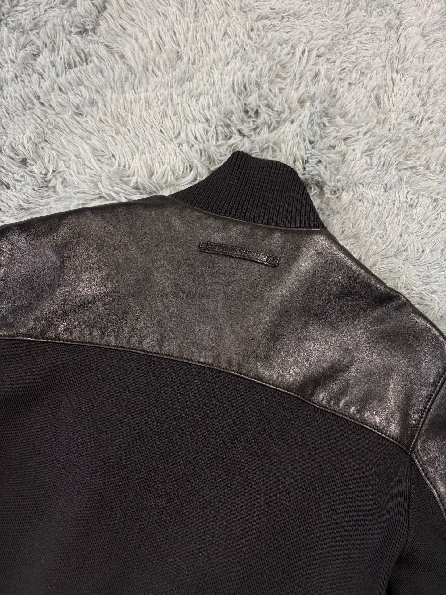 Prada Sport 00’s Leather & Wool Padded Hybrid Biker Jacket - IT50 | O/S, Black