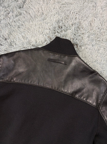 Prada Sport 00’s Leather & Wool Padded Hybrid Biker Jacket - IT50 | O/S, Black