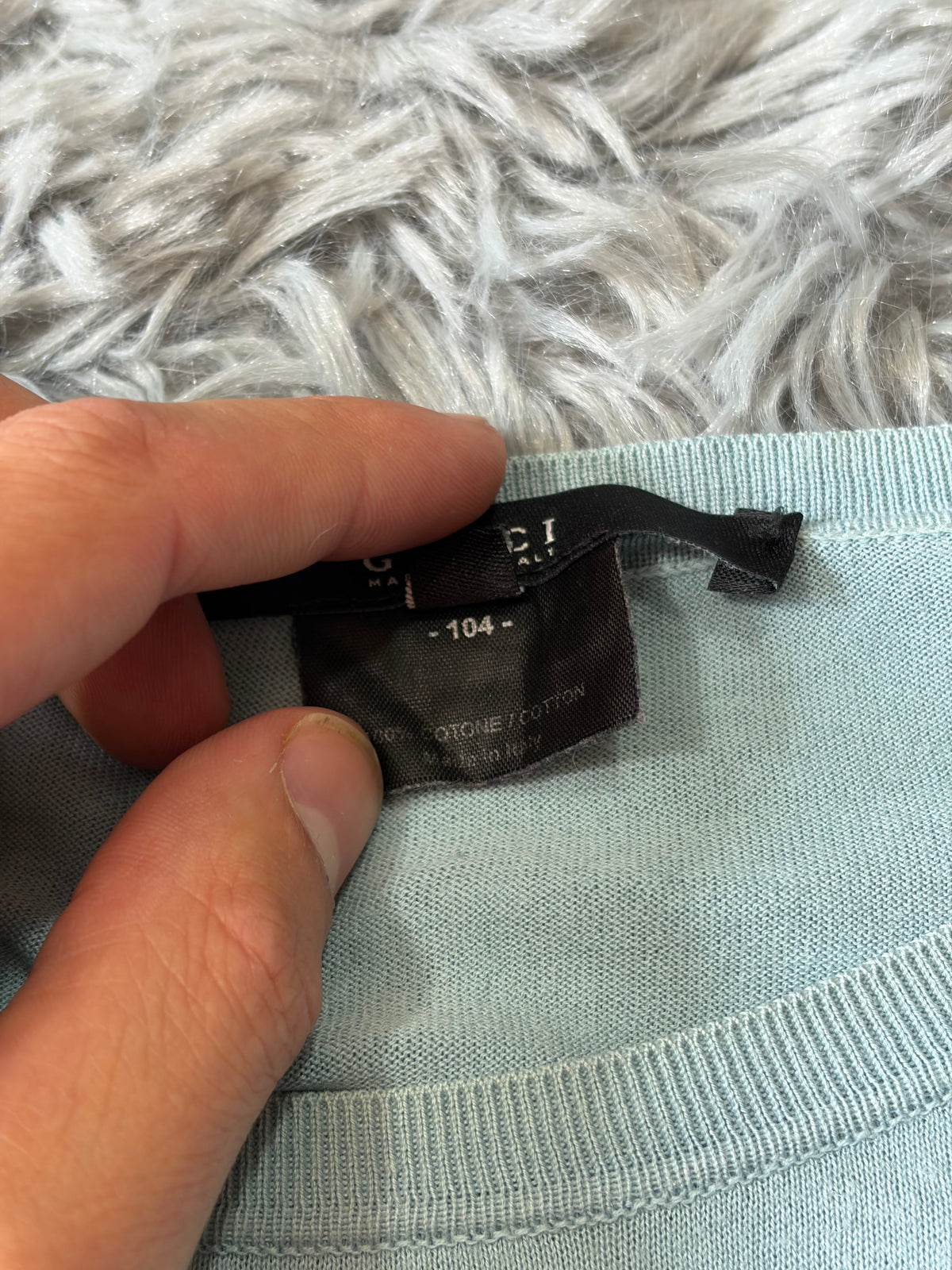 Gucci by Tom Ford 00’s Aqua Blue Light Cotton Knit Jumper - M/L | XL