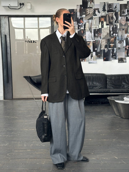 Loro Piana 2000s 1990s Wool Cashmere Herringbone Blazer - 42R/XL