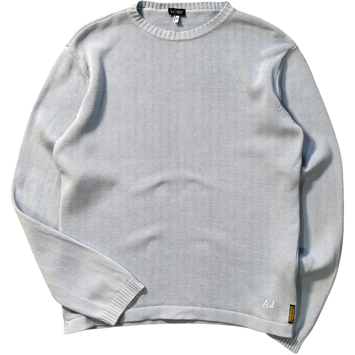 Armani Jeans 00’s Baby Blue Cotton Knit Jumper M | Medium, Multicoloured
