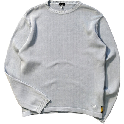 Armani Jeans 00’s Baby Blue Cotton Knit Jumper M | Medium, Multicoloured