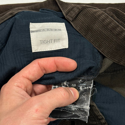 Prada Sport 2010 Black Logo Tab Brown Corduroy Trousers - IT48 | Default Title, Brown