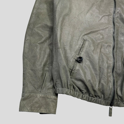 Giorgio Armani 2010 Perforated Leather Grid Bomber Jacket - IT48 (M)