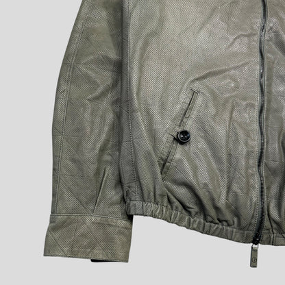 Giorgio Armani 2010 Perforated Leather Grid Bomber Jacket - IT48 (M) | Grey