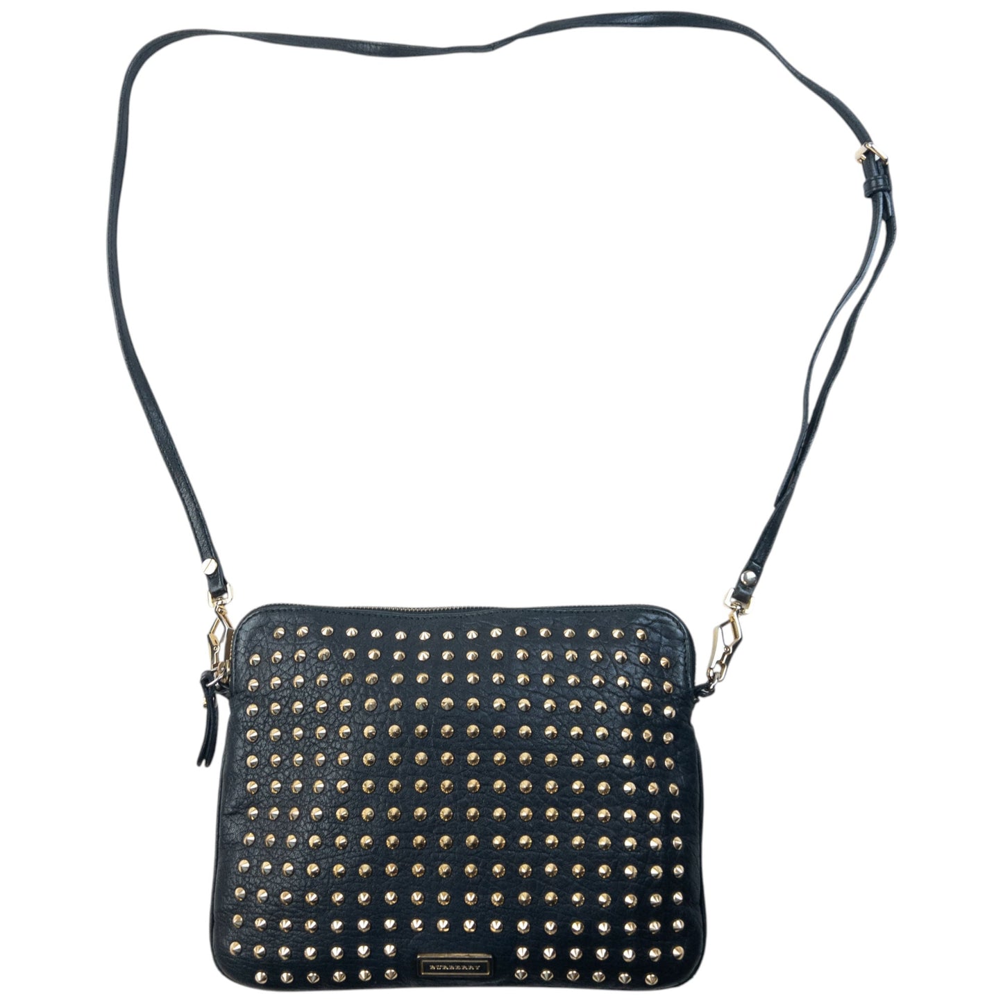 Vintage 2000s Burberry Studded Leather Crossbody Bag | O/S, Black