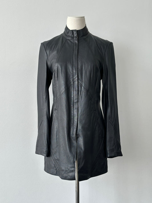 Vintage 2000s Lamb High Neck Leather Jacket - S