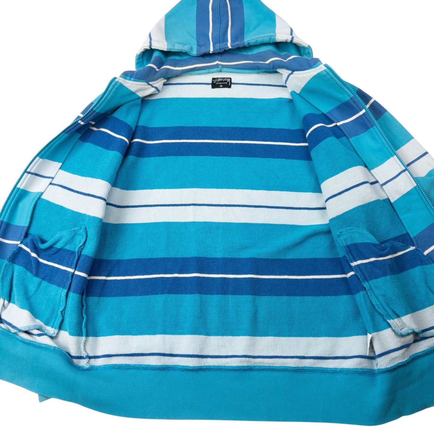 Vintage Stussy Striped Zip Up Hoodie Size M