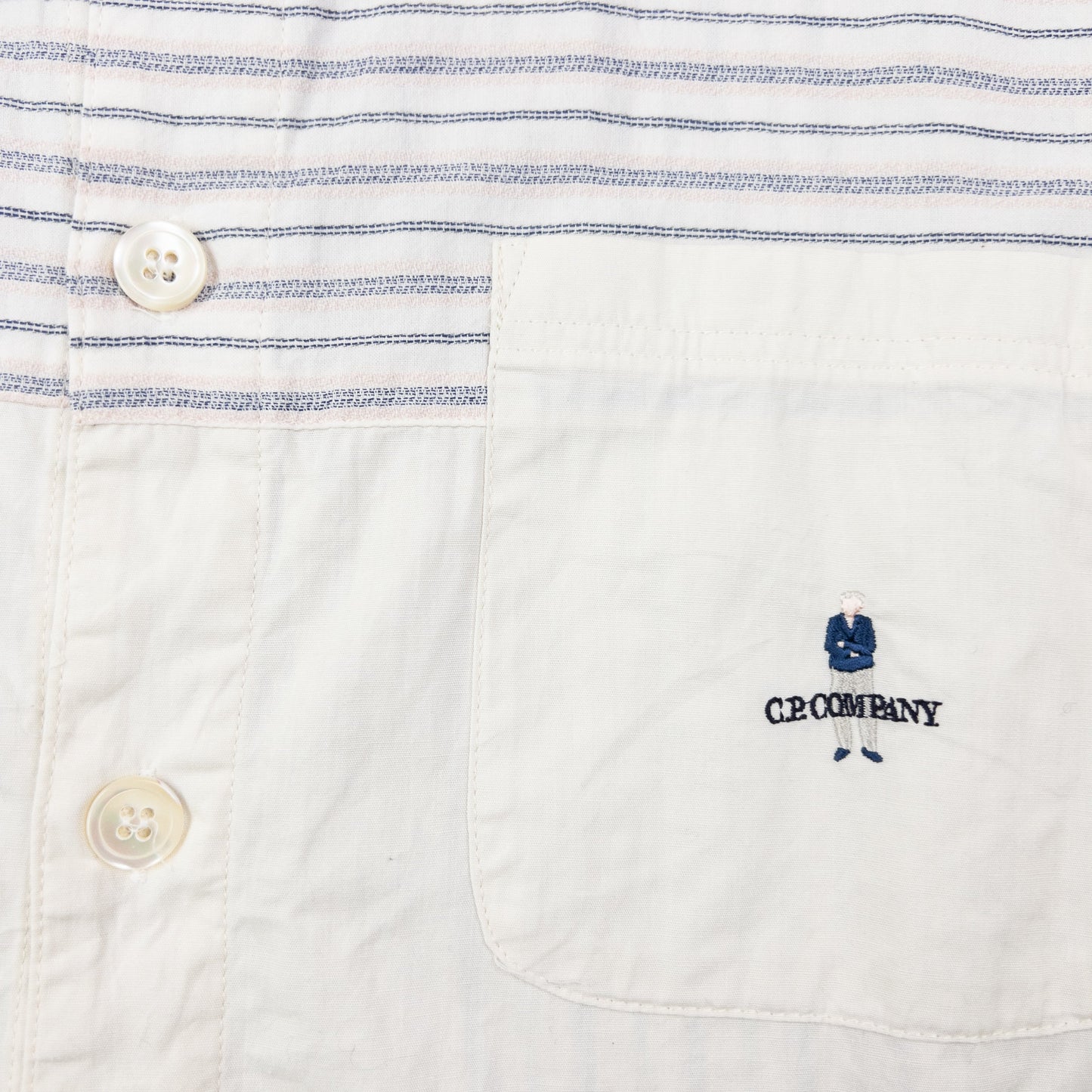 Vintage 90s CP Company Striped Long Sleeve Button Up Shirt Size S | Small, Cream