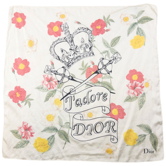 Vintage 2000s Dior J'adore By John Galliano Floral Silk Scarf | O/S, Mixed