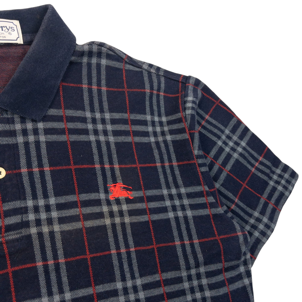 Vintage 90s Burberry Nova Check Polo Shirt Size M | Medium, Navy