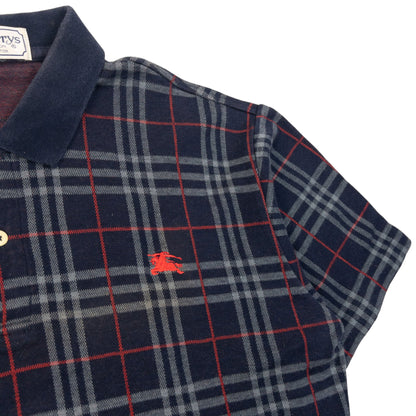 Vintage 90s Burberry Nova Check Polo Shirt Size M | Medium, Navy