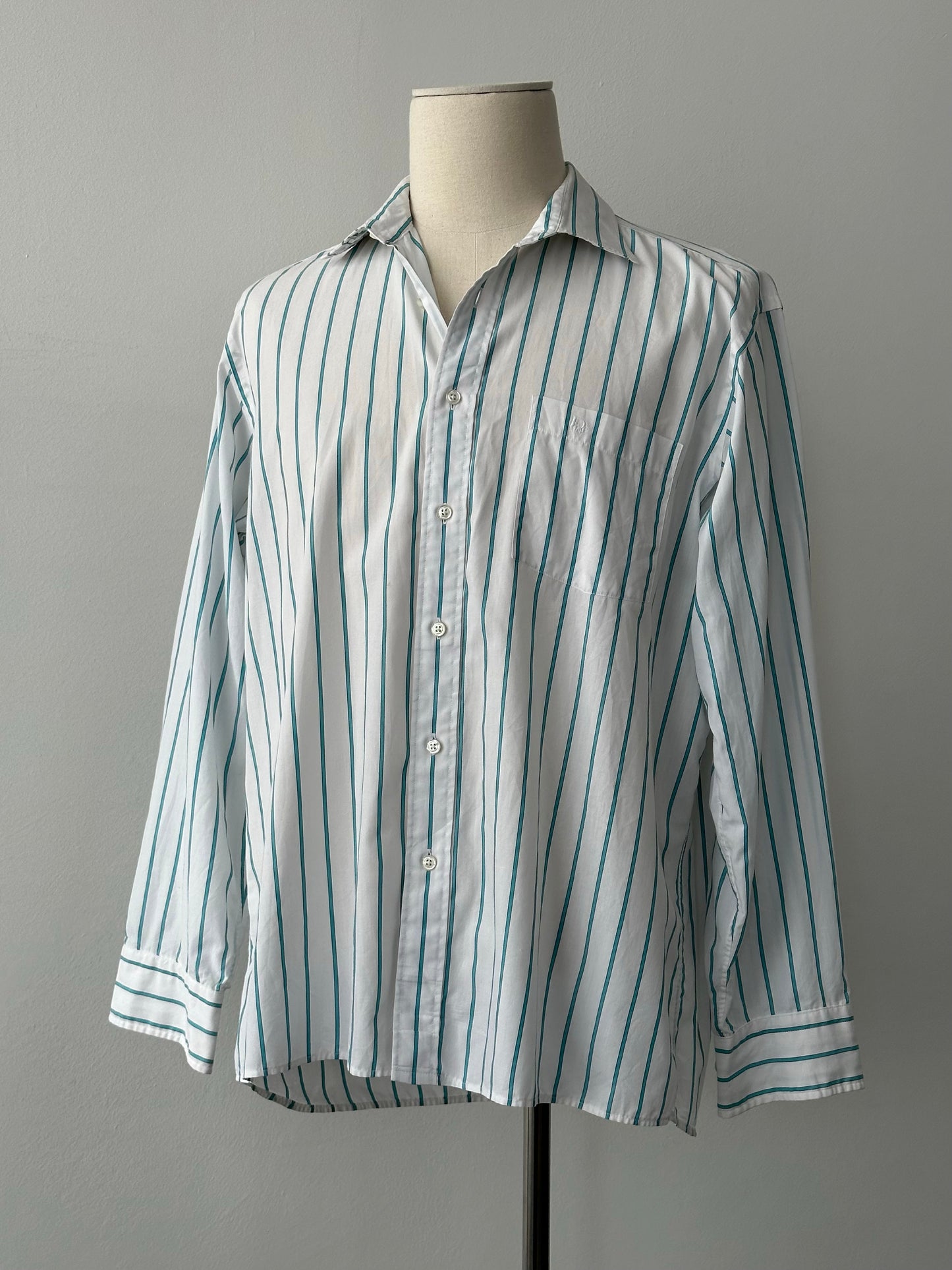 Christian Dior 1990s Cotton Striped Logo Shirt - L
