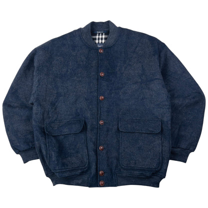 Vintage Burberry Button Up Wool Bomber Jacket Size L