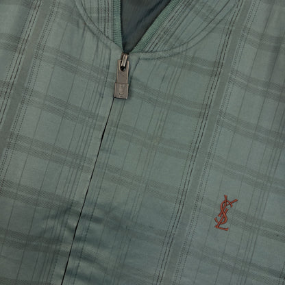 Vintage 90s YSL Yves Saint Laurent Checkered Bomber Jacket Size M | Medium, Blue