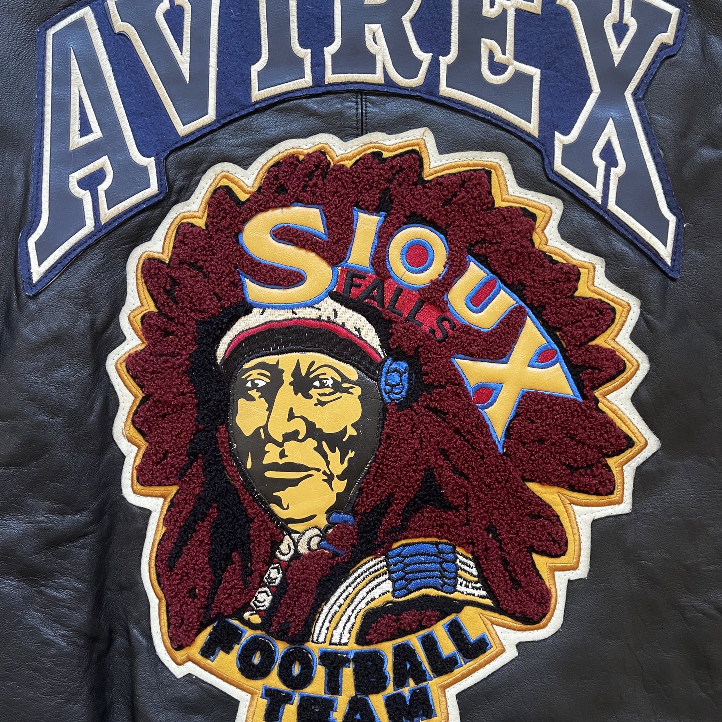 Avirex Sioux Football Team Leather Varsity Jacket - L