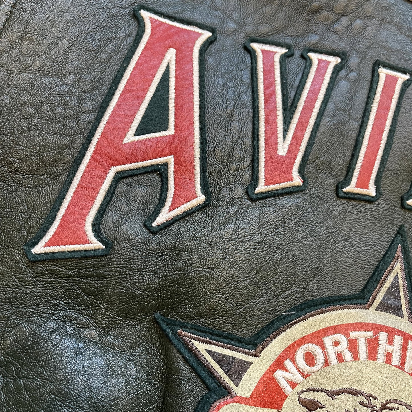 Avirex Wild Bears Leather Varsity Jacket - S