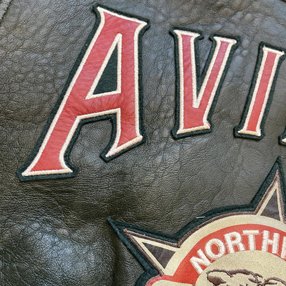Avirex Wild Bears Leather Varsity Jacket - S