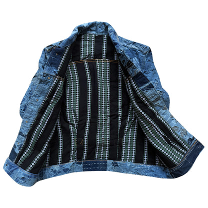 Indigo Boro Sashiko Distressed Denim Trucker Jacket - M