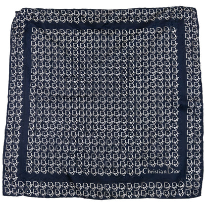 Vintage 90s Dior Monogram Silk Scarf | O/S, Navy