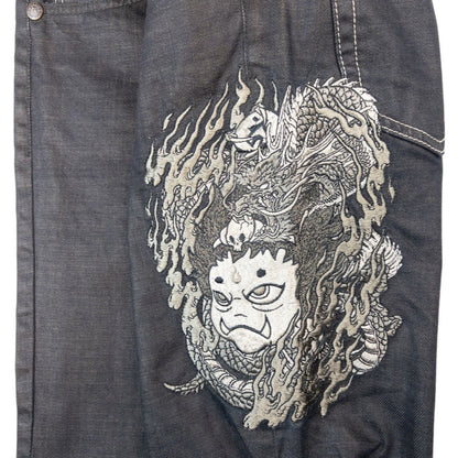 Vintage Jizo Japanese Dragon Embroidered Denim Jeans Size W31