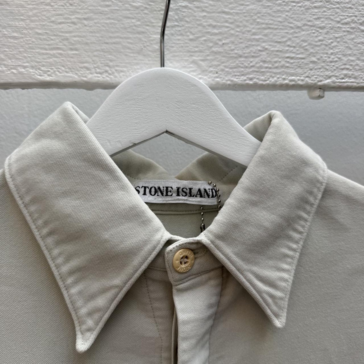 90s Stone Island Moleskin Overshirt Light Grey (L) | Large, Grey