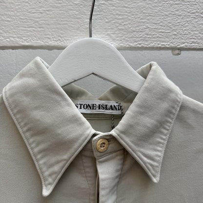 90s Stone Island Moleskin Overshirt Light Grey (L) | Large, Grey