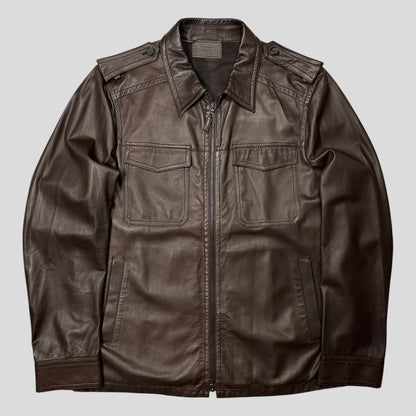 Prada Milano 00’s Nappa Leather Brown Military Field Jacket - IT54 (L)