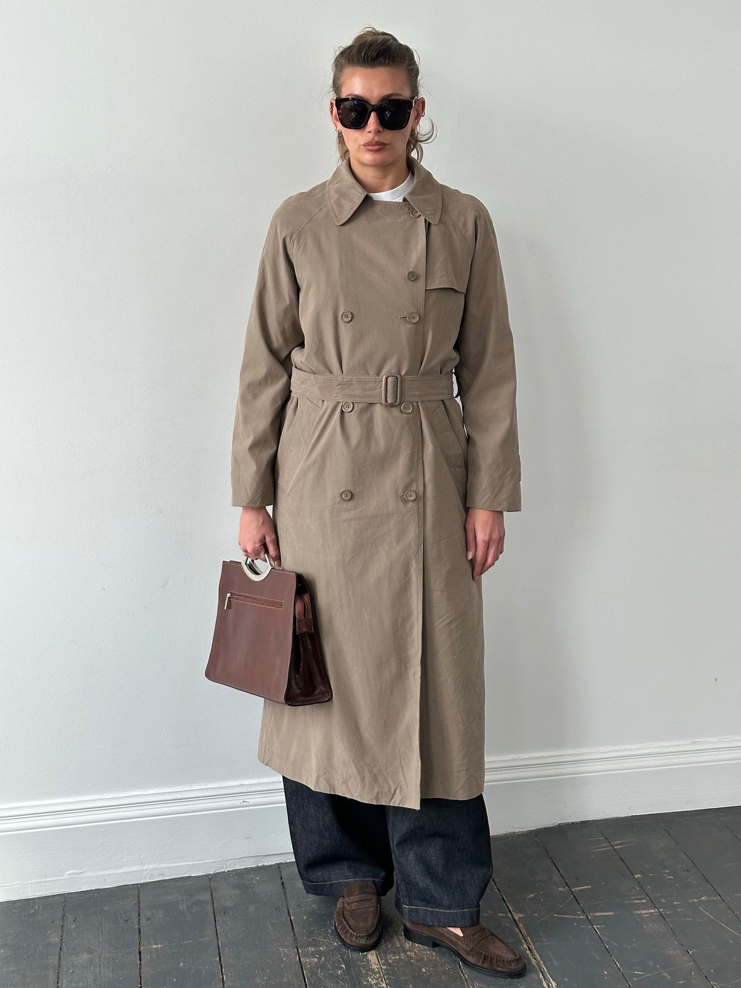 London Fog 1990s Double Breasted Belted Trench Coat - S