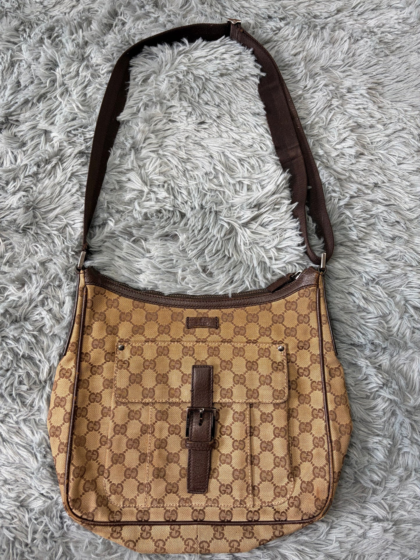 Gucci GG Monogram Brown Canvas Satchel Crossbody Bag | O/S, Multicoloured
