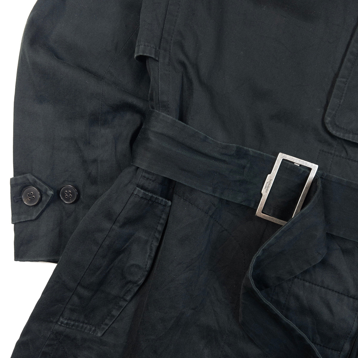 Vintage 2000s YSL Yves Saint Laurent By Tom Ford Belt Waist Trench Jacket Womens | Medium, Black