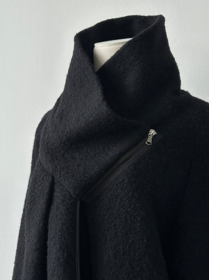 Vintage 2000s Wool Double Faced Asymmetric Wrap Coat - XL