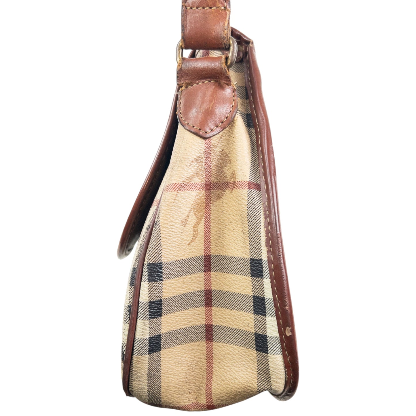 Vintage 90s Burberry Nova Check Leather Crossbody Bag | O/S, Beige